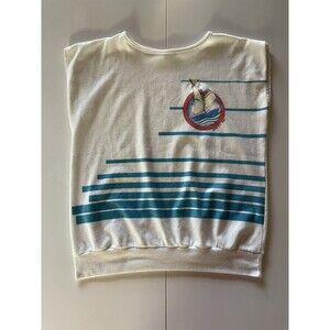Women’s Large Vintage 80’s Sleeveless Striped B. J. Frog Sailing Shirt